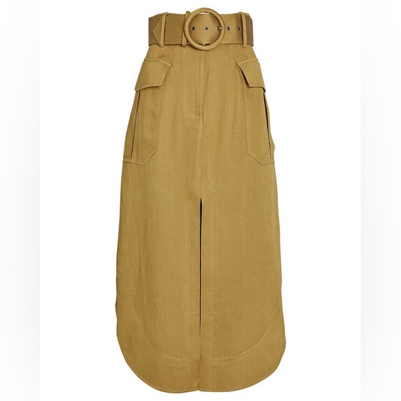 Shona Joy | Amara Linen Utility Midi Skirt Size: 4 - Picture 3 of 5